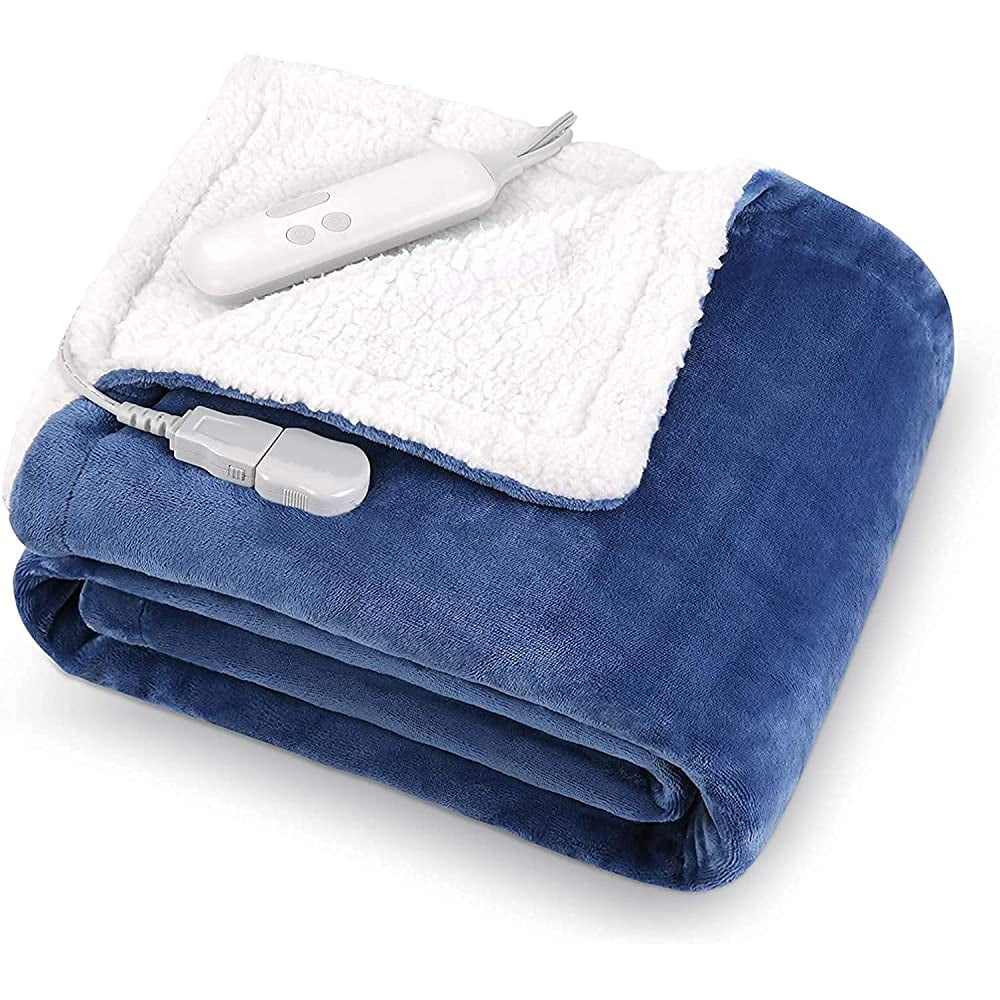 MaxKare Electric Blanket Heated Throw Flannel & Sherpa Fast Heating