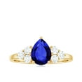 thumbnail image 4 of Rosec Jewels Blue Sapphire Engagement Ring with Diamond Trio - 6X8 mm Pear Shaped Lab Grown Sapphire - AAAA Grade, 18K Yellow Gold, US 6.50, 4 of 8