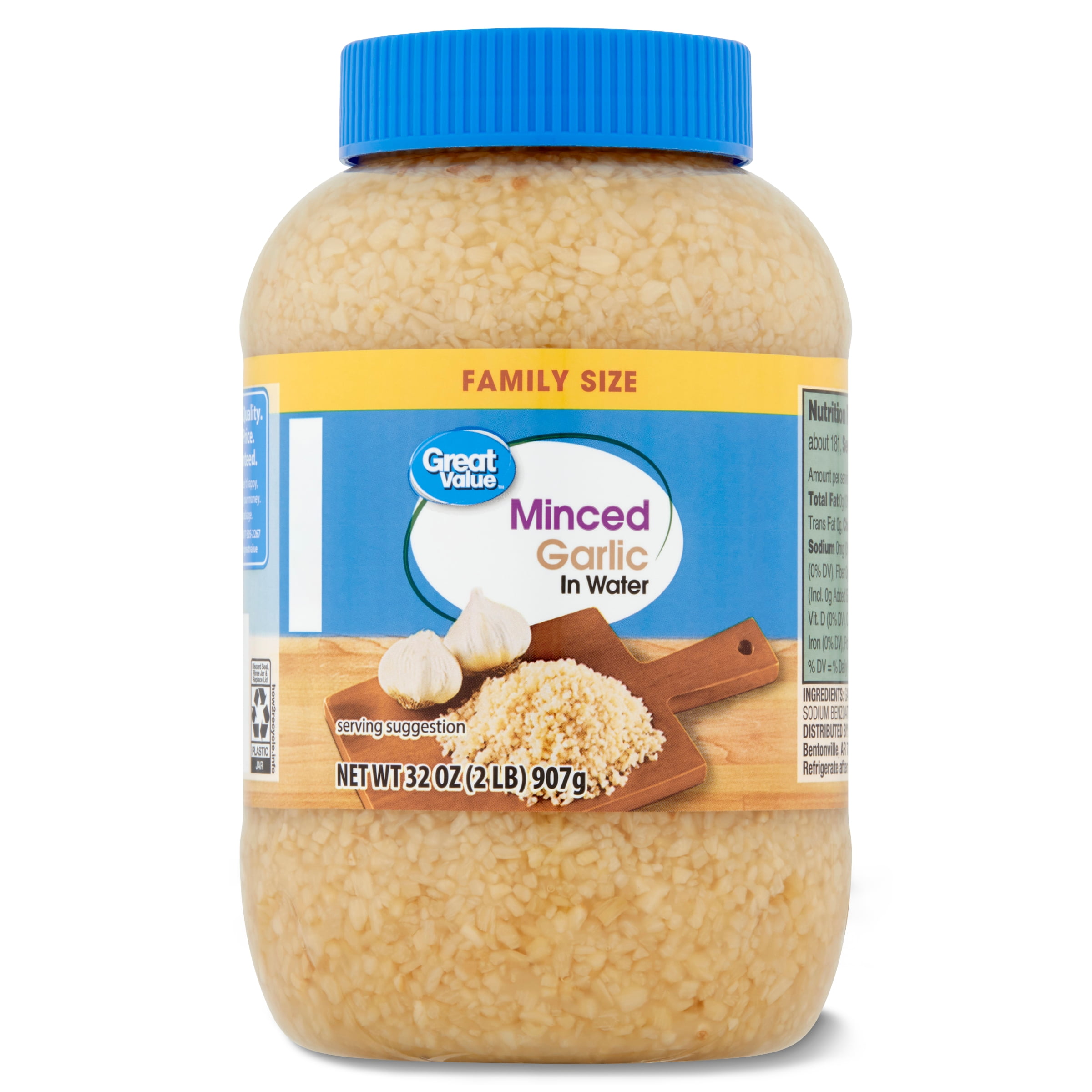 Great Value Family Size Minced Garlic in Water, 32 oz Jar