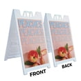 thumbnail image 3 of Peaches 24" x 36" Double Sided A-Frame Sidewalk Sign, Includes 2 Plastic Inserts | Foldable Portable White Signicade Sandwich Board Signs | Fresh Produce, Juicy Fruits, Farmer’s Markets, 3 of 6