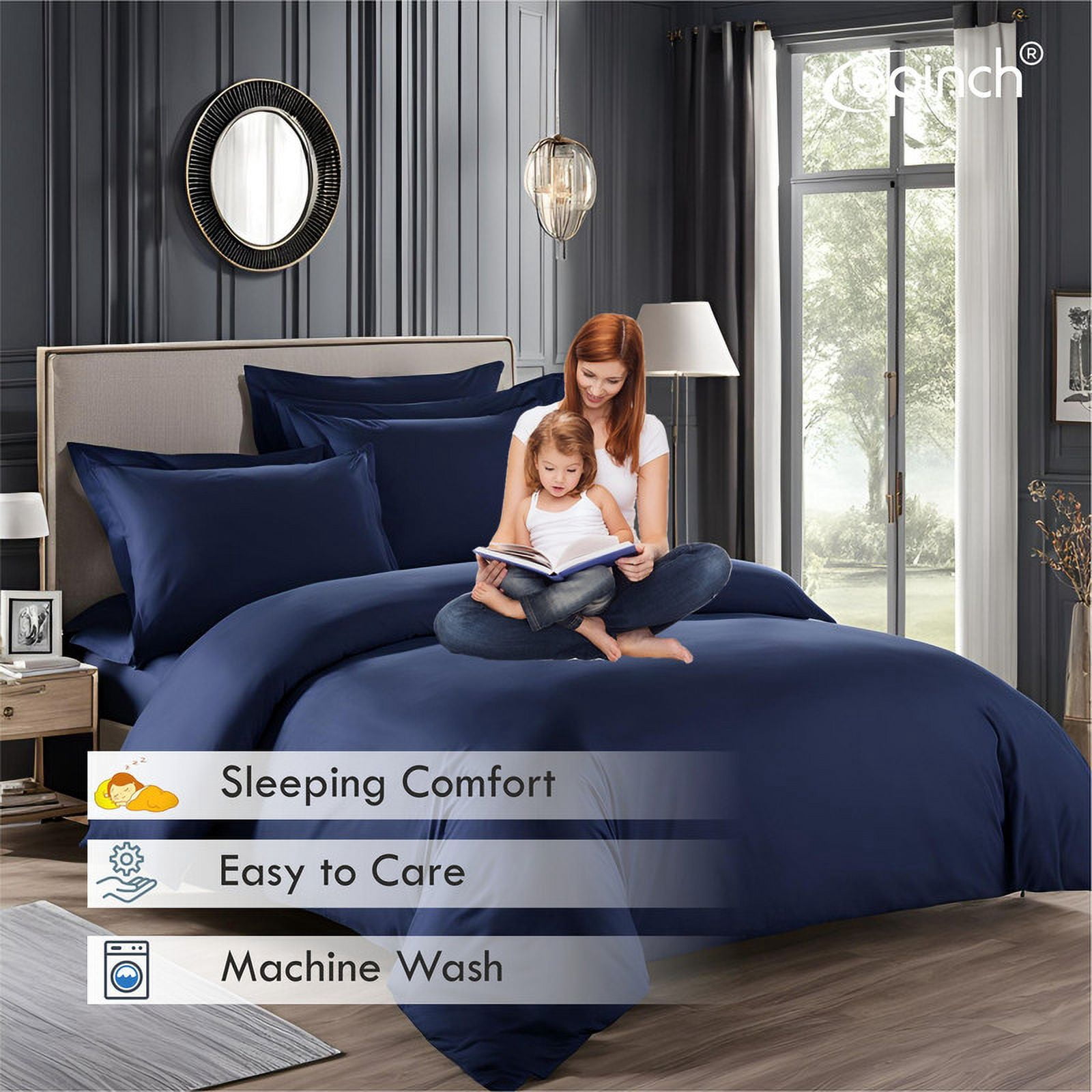 Duvet Cover Set 1200TC 100% Cotton 3-Piece, Duvet Cover ,Sham Zip & Tie Closure Pack of 1&nbsp;(Olympic Queen_90 X 98 Inch)