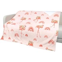 Pink Flamingos Throw Blanket 60 * 80 Inch, Lightweight 270 GSM Cozy Fluffy Flannel Double Bed Throws for Couch Sofa