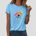 thumbnail image 2 of GEWSEY Womens Cute Make A Wish Dandelion Printed Tee Shirts Summer Cotton Vintage Graphic Tees Tops (Sky Blue, 3XL), 2 of 8