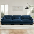 thumbnail image 3 of 130" Oversized Couch, 3 Seater Modular Sectional Sofa, Blue Large Sectional Couches for Living Room, Fluffy Couch Set, 3 Seater Velvet Cloud Couch with 5 Pillows, Deep Seat Sofas for Living Room, 3 of 12