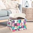 thumbnail image 3 of Yayeee Collapsible Cube Storage Bin with Lid Fabric Closet Decorative Basket with Handles, Pink Geometric, 3 of 7