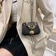 thumbnail image 5 of Bolso cruzado cuadrado con solapa para mujer bandolera pequeña de cuero Likrtyny PU con cadena gruesa estilo Retro a la moda novedad, 5 of 8