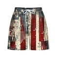 thumbnail image 5 of Qulqfy 4th of July Lounge Shorts Women High Waisted Athletic Drawstring Elastic Waist USA Flag Print Pockets Bow Women Shorts, 5 of 5