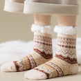 thumbnail image 5 of Nestiefly Fuzzy Slipper Socks for Women with Grip Dots, Non Slip Cozy Winter Gifts | Plush Sherpa Lining, Stretch Knit Beige, 5 of 7