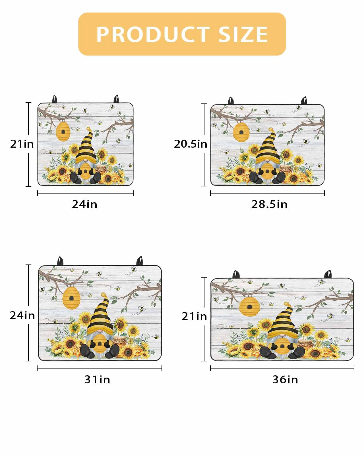 Large Induction Cooktop Protector Mat Gnomes Sunflower Stove Top Covers for Electric Stove, Bees Branches Floral Wooden Decorative Stove Burner Cover Mats, Glass Top Stove Cover