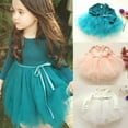 thumbnail image 2 of Yidarton 2022 Children's Clothing New Girls Long Sleeve Dress Mesh Lace-up Princess Dress Baby Fluffy Skirt Peacock Blue 120CM, 2 of 3