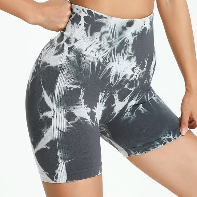 Pantalones cortos deportivos de Yoga sin costuras con tinte de corbata, mallas para gimnasio para mujer, pantalones cortos de cintura alta para Fitness, ropa de entrenamiento para correr para mujer