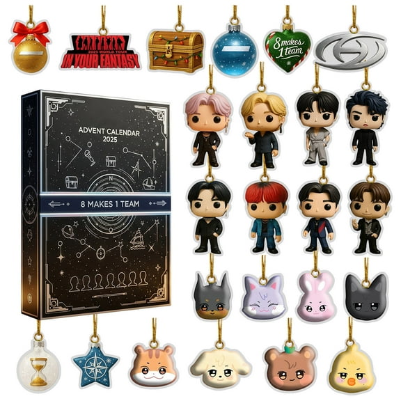 HIELLFQ ATEEZ Advent Calendar 2025, 2D Acrylic 24 Days Christmas Advent Calendars Collectible Ateen Pendants, Christmas Gifts for Fans