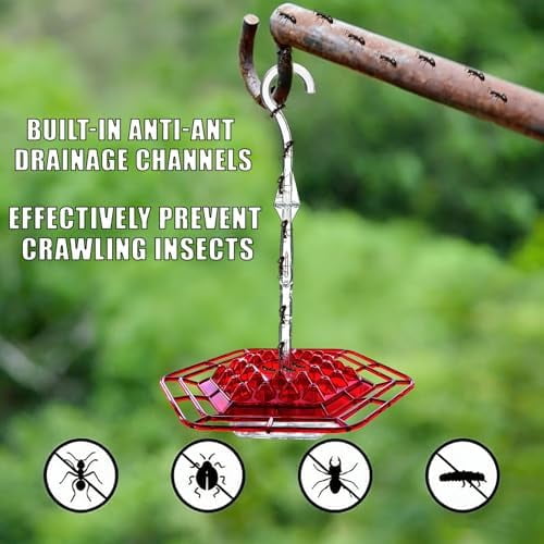 Hummingbird Feeder for Outdoors Hanging,Easy to Clean and Refill,Ant Proof No Leak,with 30 Feeding Ports Saucer Humming Bird Feeder Hummingbird feeders for Window (Purple 1)