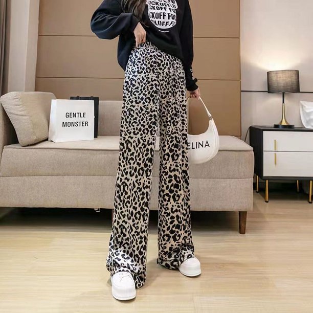 Pantalones anchos con pintura de tinta de seda de hielo para verano, pantalones anchos de gasa casuales de cintura alta y elásticos para mujer