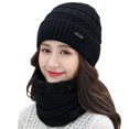 thumbnail image 1 of 2Pcs/Set Women Hat Scarf Warm Neck Protection Thicken Knitted Winter Hat Face Cover for Outdoor, 1 of 8