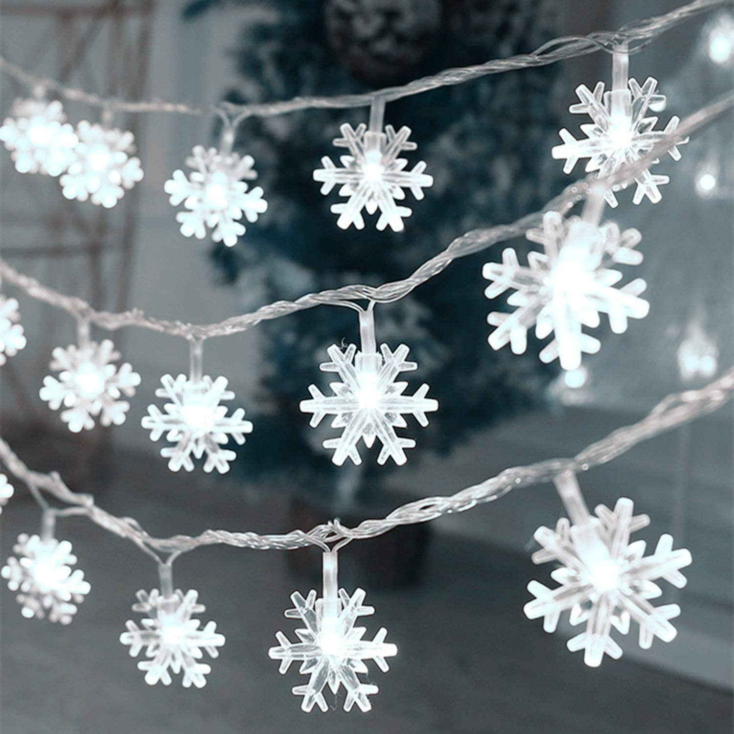 Christmas Snowflake String Lights, White String Lights Snowflake Lights Snowflakes Plastic Fairy