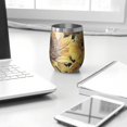 thumbnail image 3 of 12oz Stemless Wine Tumblers Yellow Sunflower Art Pattern Vacuum Insulated Stainless Steel Travel Tumbler Cups Mug with Lid and Straw for Champaign,Cocktail,Beer with Cleaning Brush, 3 of 5