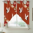 thumbnail image 2 of Red Crane Swag Valances for Windows 2 Pack, Kitchen Window Curtains 36 Inch Length, Vintage Red Teal Spring Floral Botanical Privacy Swag Curtains for Living Room/Bathroom with Rod Pocket 36"x36", 2 of 8