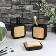 thumbnail image 3 of Modern Toothbrush Holder Black Rubber and Bamboo, 3 of 8