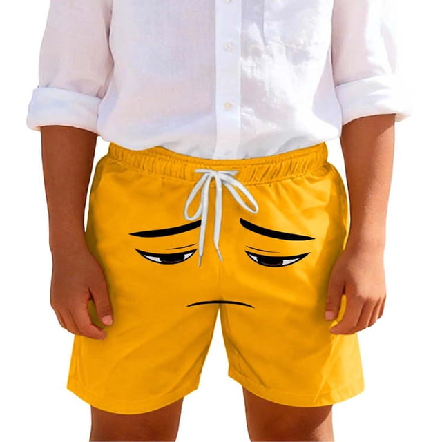 Swim Trunks for Boys Toddler Solid Color Print Breathable Pocket Shorts 1Pc