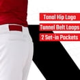 thumbnail image 3 of Baseball Express Men's Triple Play Open Bottom Baseball Pants, Adjustable Length, Piped Adult Game Pant With Elastic Waistband and Double Knee, YKK Zipper, White/Black, Large, 3 of 5