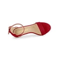 thumbnail image 4 of BLISSFUL STEP Women's Shoes Stiletto High Heels Ankle Strap Open Toe Faux Suede Sandals Red 6, 4 of 7