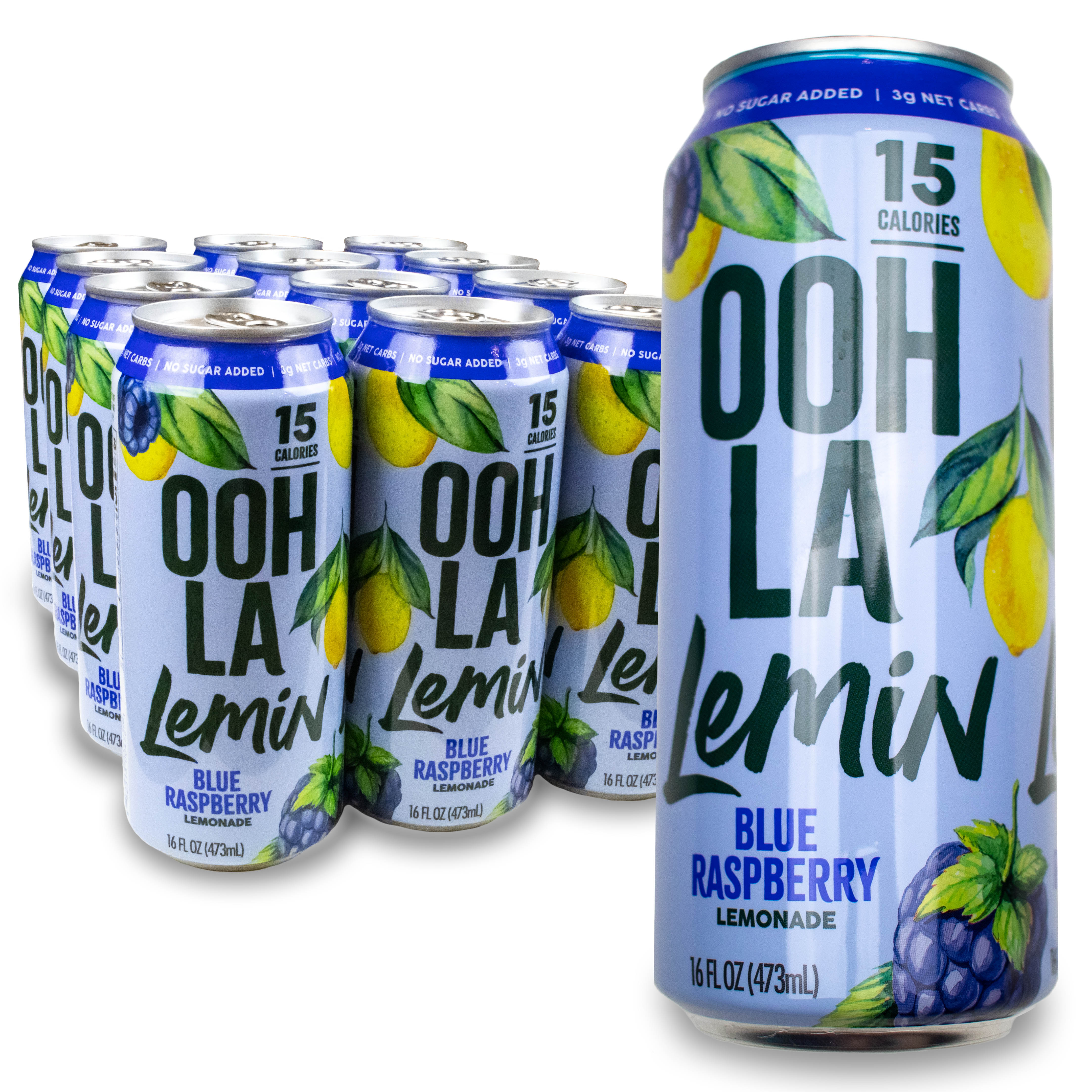 Ooh La Lemin Lemonade (Blue Raspberry, 12 Pack) Low Calorie, Zero Added