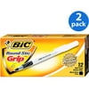 BIC Round Stic Grip Ball Pen, Fine Point, Black, 1 Dozen, 2-Pack
