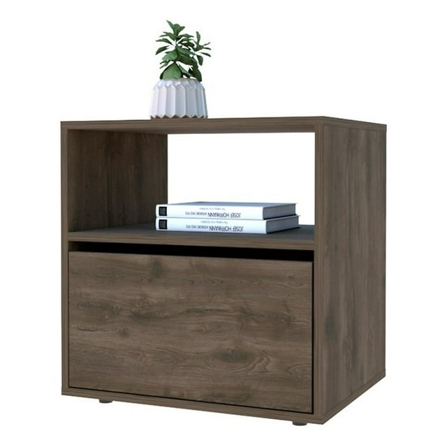FM FURNITURE Valencian Table de Nuit en Bois Manufacturé Brun Foncé