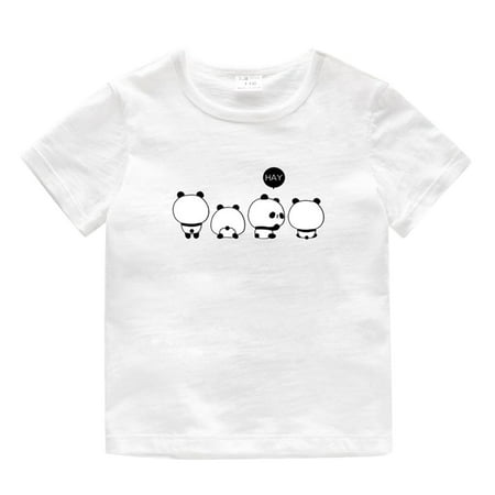 

Toddler Boys T-Shirts Crew Neck Short Sleeve Tops Cartoon Print White 100