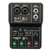 Miumaeov Mini 2 Channel Audio DJ Mixer Console Interface 48V Power Professional Audio Equipment for Studio Live Show Party Recording Microphone/Guitar XLR+6.35mm 3.5mm Stereo in