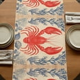 thumbnail image 5 of Lobster Coastal 36 Inch Table Runner, Summer Beach Coral Shell Nautical Vintage Farmhouse Dresser Scarf Cotton & Linen Tablerunner for Dining/Kitchen Island/Holiday Party Décor Small 13" x 36", 5 of 9