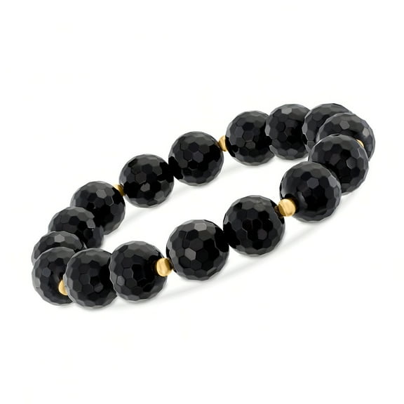 Ross-Simons 10-11mm Black Onyx Bracelet With 14kt Yellow Gold, Women's, Adult