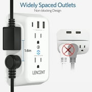 LENCENT Wall Outlet Extender,Multi usb plug 6 way outlet,2 to 3 prong outlet adapter Surge Protector with Type-C & 2 USB Ports,Electrical Outlet splitter Wall Tap for home