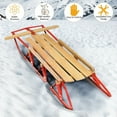 thumbnail image 5 of Topcobe 54 Inch Kids Wooden Snow Sled with Metal Runners and Steering Bar, Ski Sled Snowboard Winter Sport Ski Sled Slider Board for Downhill and Uphill, 5 of 11