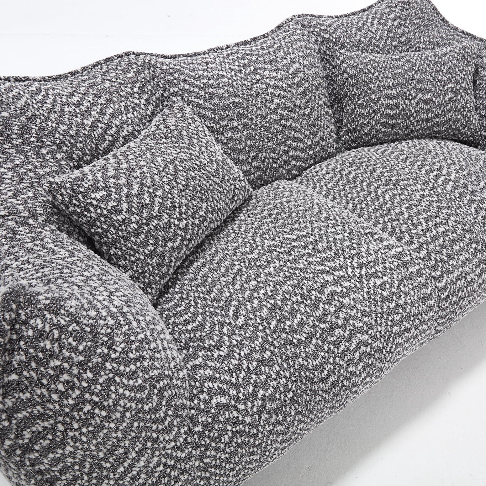 Giant Bean Bag Chair Sofa for Two, Oversized Foam-Filled Floor Loveseat with Chenille Fabric, Grey Recliner for Living Room, Bedroom, Apartment