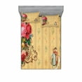 thumbnail image 2 of Vintage Bedding Set with Sheet & Covers, Country House Themed Romantic Image with Retro Romantic Roses, Printed Bedroom Decor 2 Shams, 4 Sizes, Sand Brown Pale Pink, by Ambesonne, 2 of 3