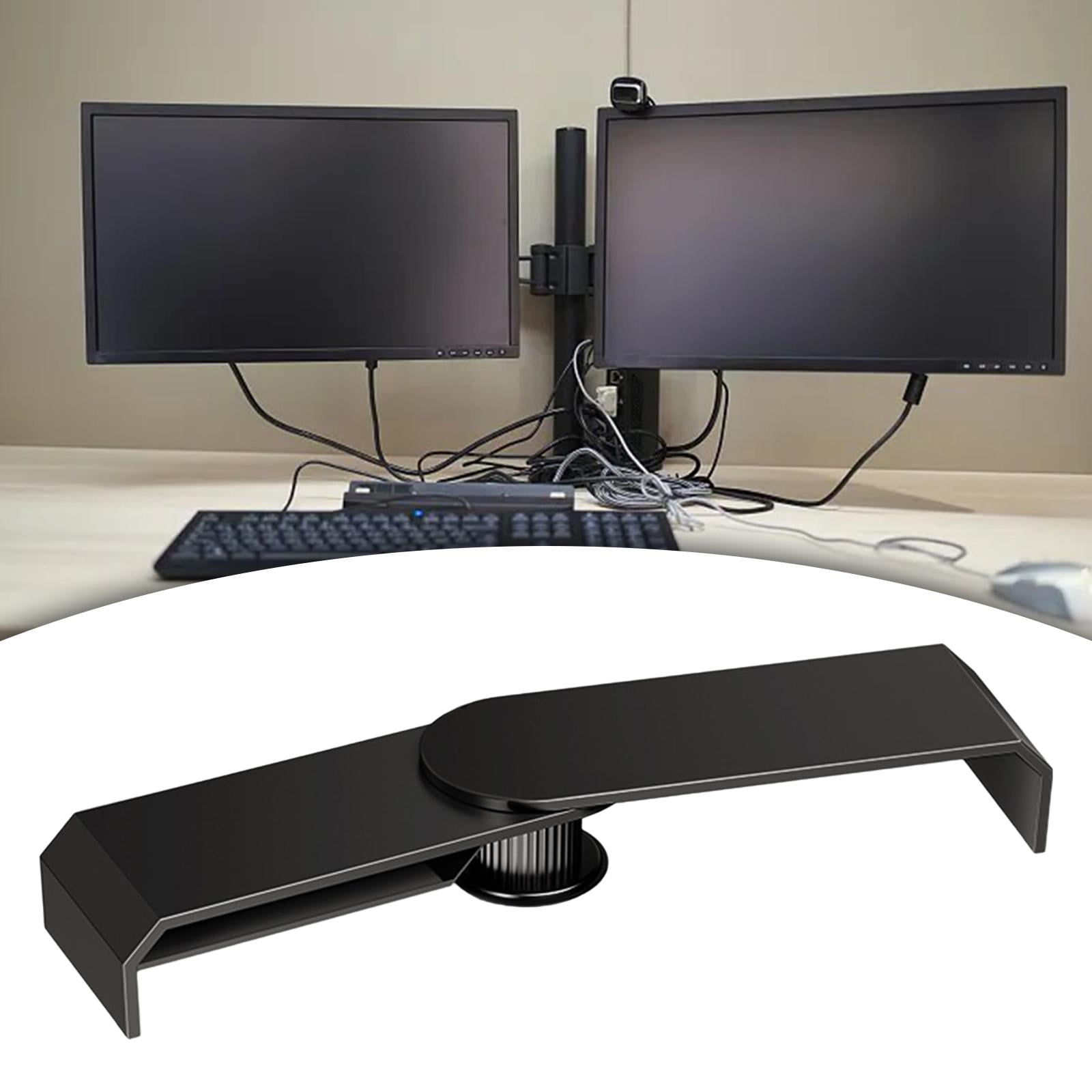 Wzmzjy Double Monitor Stand for Desk Metal Sturdy Monitor Riser with Storage Black