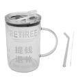 thumbnail image 1 of Taza de café de vidrio con pajita de 1000 ml con pajita y tapa. JUBILADO, 1 of 9