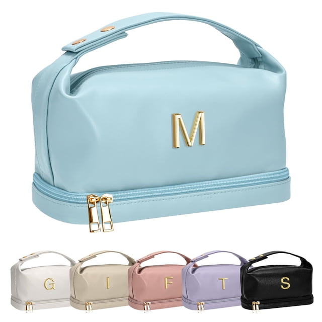 Bolsa de maquillaje Vogewood College personalizada con mango y brocha