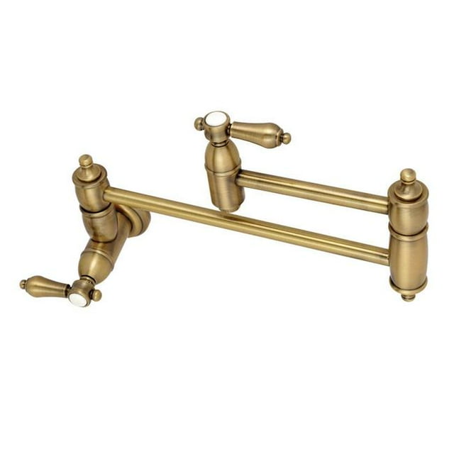 Kingston Brass KS3103BAL Wall Mount Pot Filler Kitchen Faucet Antique Brass