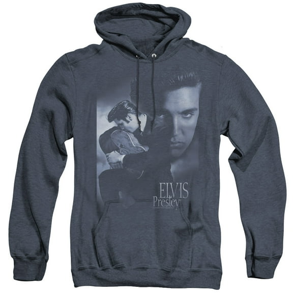 Elvis Presley Reverent Adult Heather Hoodie Sweatshirt Navy