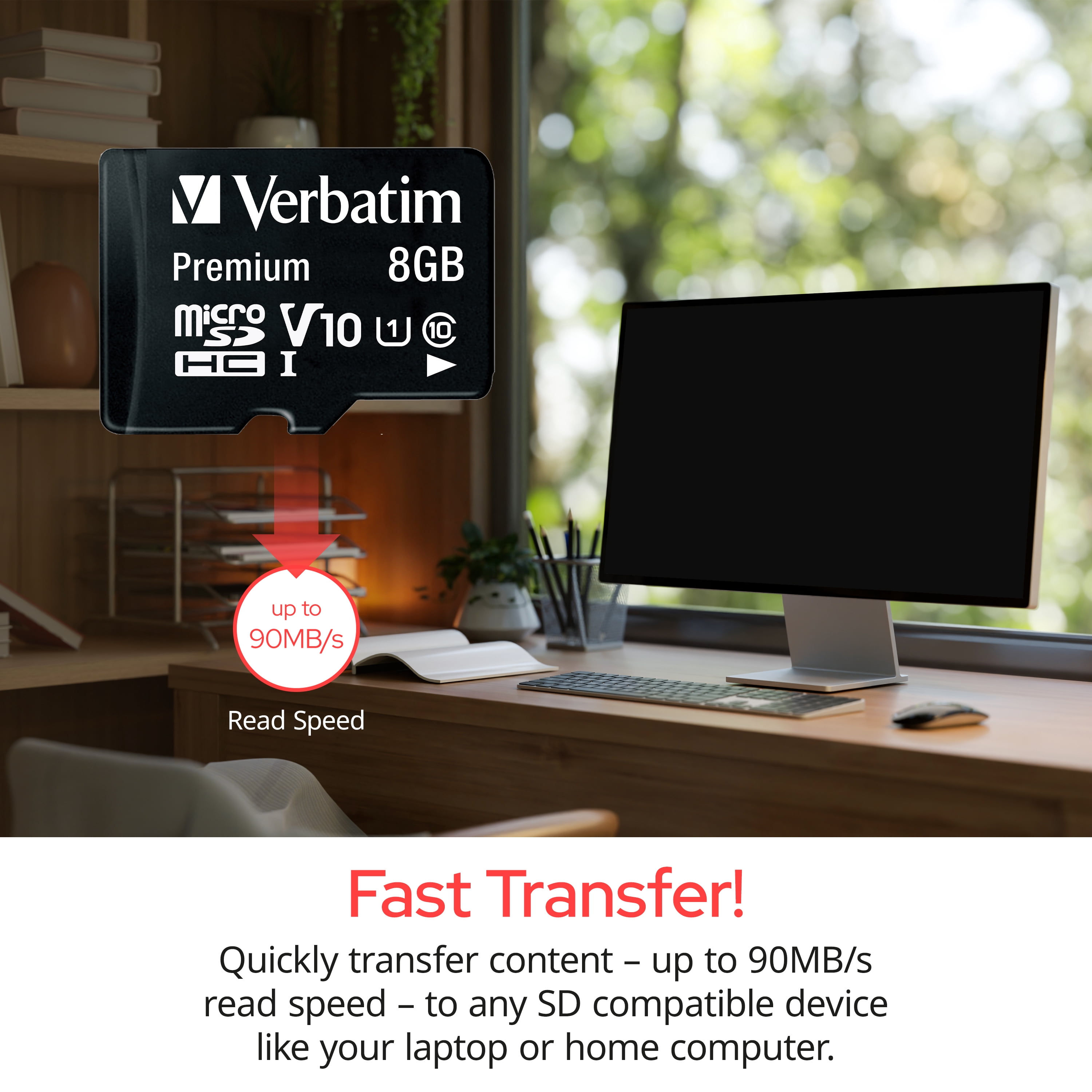 Verbatim 8GB Premium microSDHC Memory Card with Adapter, UHS-I V10 U1 Class 10, 20 pk.