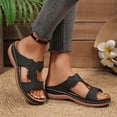 thumbnail image 2 of HAJWOH Orthopedic Casual Sandals for Women Slip on Non Slip Arch Support Summer Flat Sandals Lightweight Walking Shoes 2026 Comfortable Orthopedic Shoes Black 38, 2 of 4