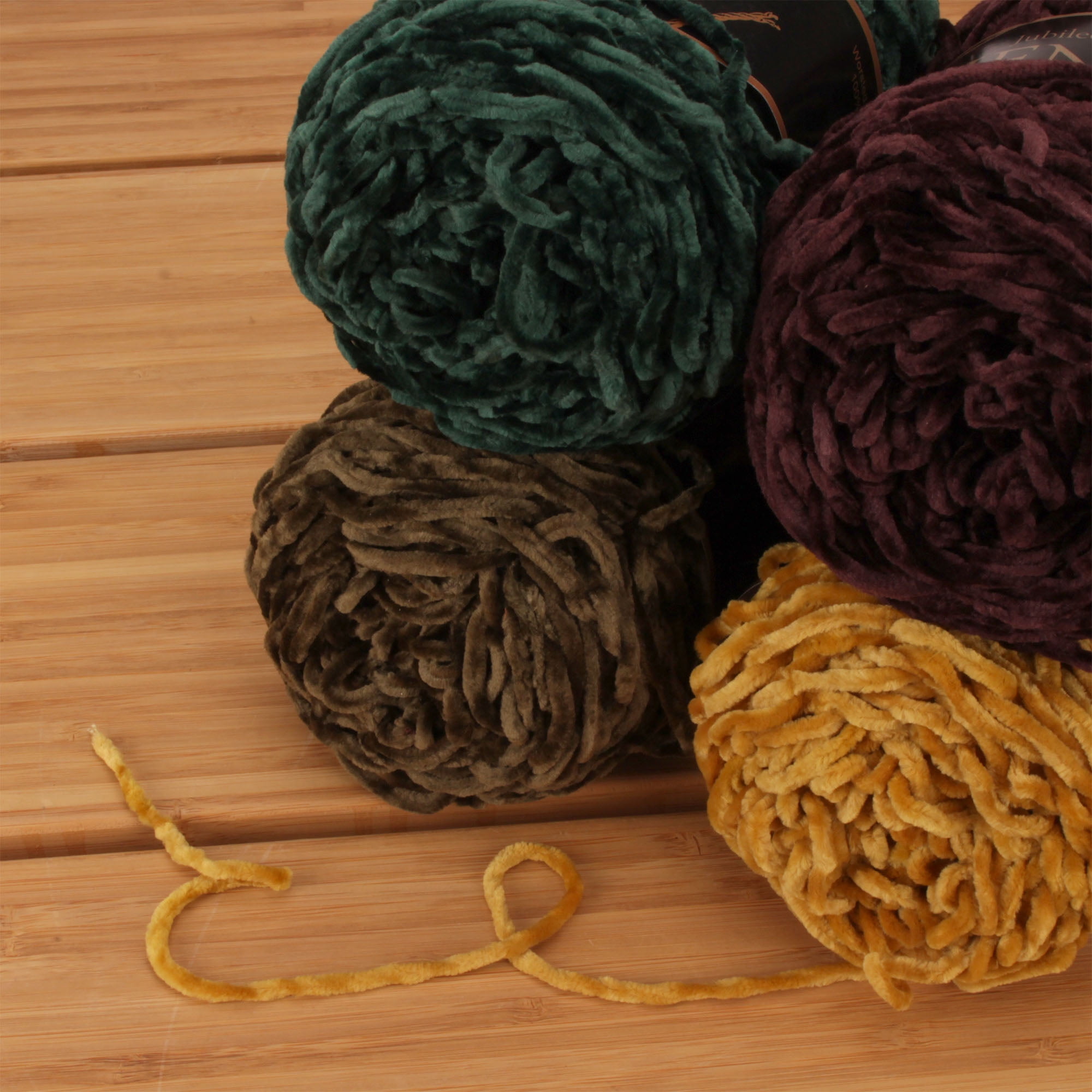 JubileeYarn Chenille Yarn - Worsted Weight Yarn - 100g/skein - Shades of Natural Tones - 4 Skeins