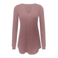 thumbnail image 6 of ManxiVoo Women Long Sleeve V Neck Sweatshirt Fall Fashion Tops Loose Fit Casual Pullover Comfort Stretch Fabric Trendy Street Style L Size Pink, 6 of 6