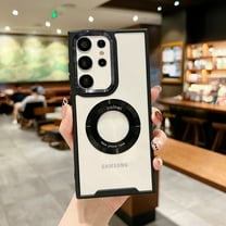 Clear Magnetic Phone Case for Samsung Galaxy A54 5G Compatible with MagSafe Wireless Charging, Hard PC Soft Silicone Drop Protective,Anti-Scratch Clear Back for Galaxy A54 5G, Black