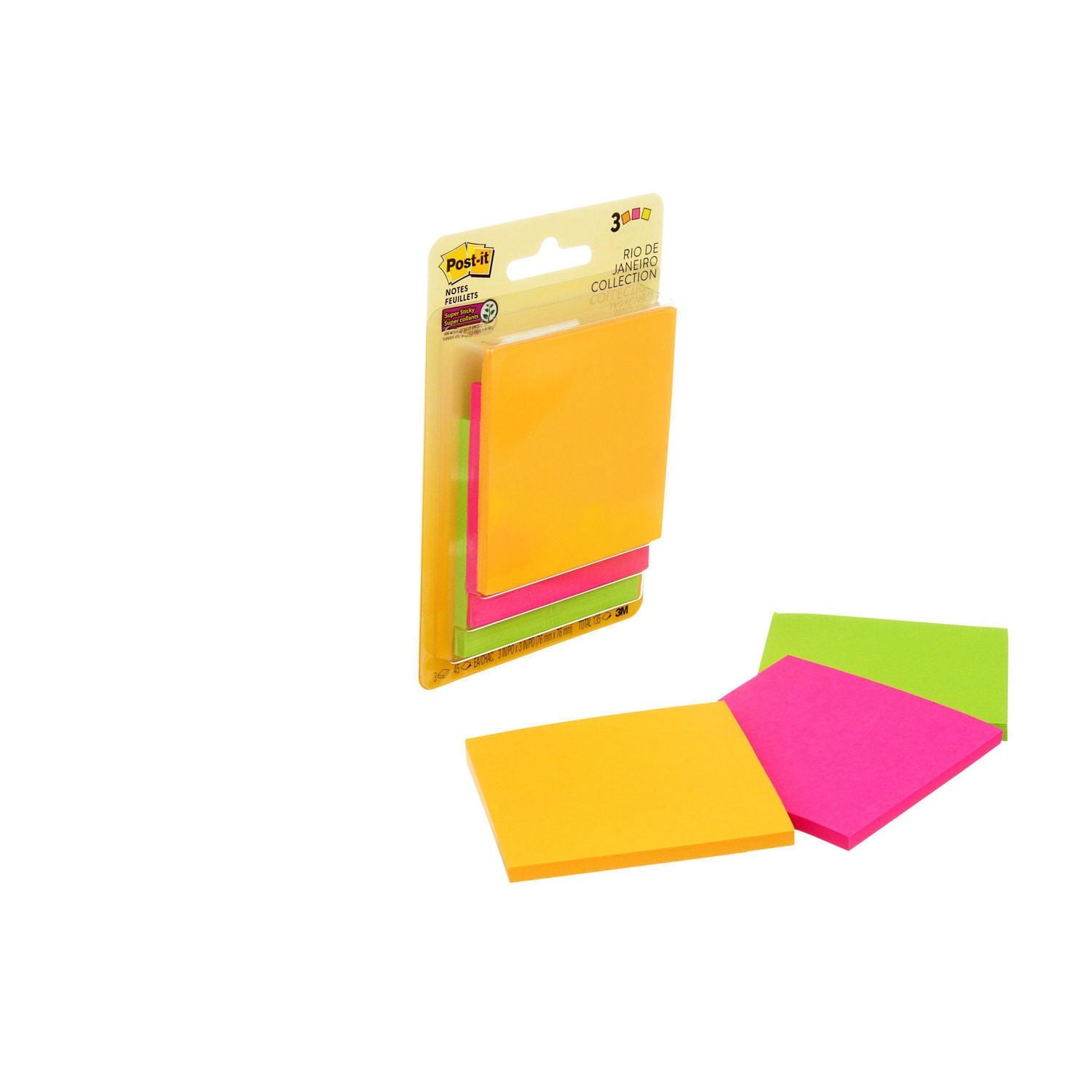 Feuillets super collants Post-it®, collection Rio de Janeiro, 7,6 cm x 7,6 cm (3 po x 3 po)