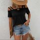 thumbnail image 4 of Top de mujer con hombros descubiertos y tirantes dobles - Diseño moderno, color liso, primavera-verano - S-XXXXXL Busto 90-130 cm, 4 of 5