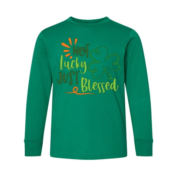 Inktastic St. Patrick's Day Not Lucky Just Blessed with Clover Long Sleeve Youth T-Shirt